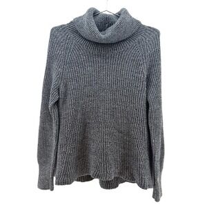 BANANA REPUBLIC Merino Wool Blend Ribbed Turtleneck Sweater • Medium •‎ gray